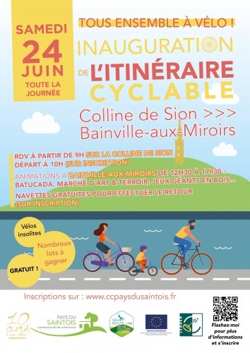 "TOUS ENSEMBLE À VÉLO" : inauguration du nouvel itinéraire cyclable Colline de Sion - Bainville-aux-Miroirs, de nombreuses animations !